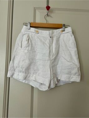 Madewell White Linen High-Waist Shorts